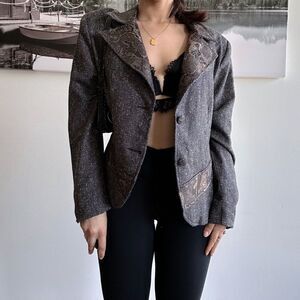 90s vintage animal print preppy chunky blazer